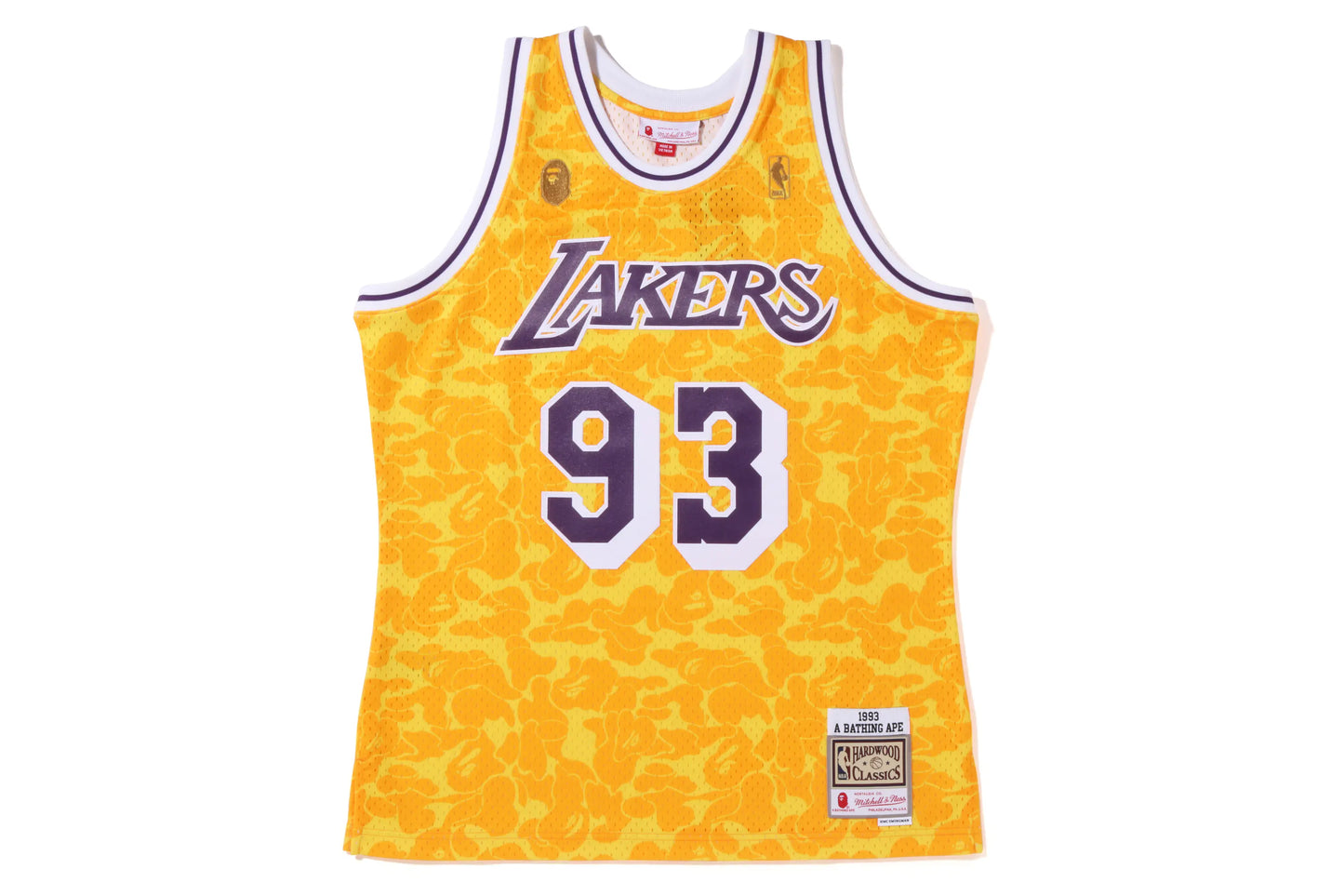 MAILLOT BAPE×M&N LOS ANGELES LAKERS JAUNE