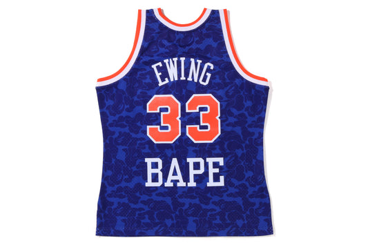 MAILLOT BAPE×M&N NEW YORK KNICKS EWING BLEU
