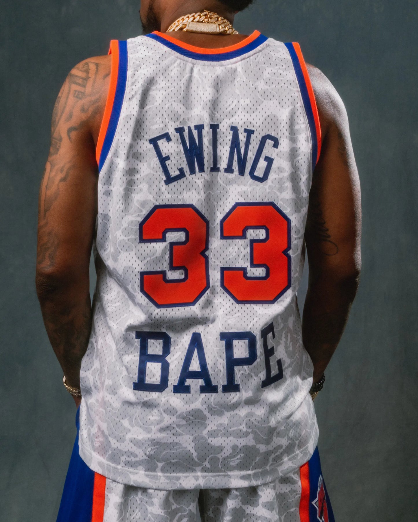 MAILLOT BAPE×M&N NEW YORK KNICKS EWING BLANC