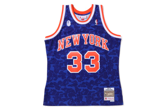 MAILLOT BAPE×M&N NEW YORK KNICKS EWING BLEU